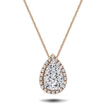 Pear Diamond Cluster Pendant Necklace 0.50ct G/SI in 18k Rose Gold - All Diamond