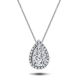 Pear Diamond Cluster Pendant Necklace 0.50ct G/SI in 18k White Gold - All Diamond