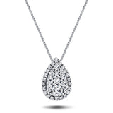 Pear Diamond Cluster Pendant Necklace 0.50ct G/SI in 18k White Gold - All Diamond