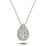 Pear Diamond Cluster Pendant Necklace 0.80ct G/SI in 18k Yellow Gold - All Diamond