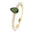 Pear Green Sapphire and Diamond Engagement Ring 0.70ct in 18k Yellow Gold - All Diamond