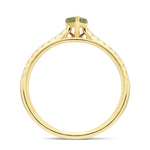 Pear Green Sapphire and Diamond Engagement Ring 0.70ct in 18k Yellow Gold - All Diamond