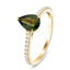 Pear Green Sapphire and Diamond Engagement Ring 1.50ct 18k Yellow Gold