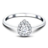 Pear Halo Diamond Engagement Ring with 0.30ct in 18k White Gold - All Diamond