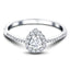 Pear Halo Diamond Engagement Side Stone Ring 0.35ct G/SI 18k White Gold - All Diamond