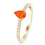 Pear Orange Sapphire and Diamond Engagement Ring 0.70ct in 18k Yellow Gold