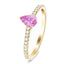 Pear Pink Sapphire and Diamond Engagement Ring 0.70ct in 18k Yellow Gold - All Diamond