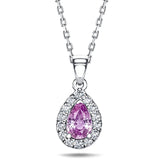 Pear Pink Sapphire & Diamond Pendant Necklace 0.75ct 18k White Gold - All Diamond