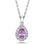 Pear Pink Sapphire & Diamond Pendant Necklace 0.75ct 18k White Gold - All Diamond