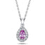 Pear Pink Sapphire & Diamond Pendant Necklace 0.75ct 18k White Gold - All Diamond