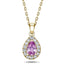 Pear Pink Sapphire & Diamond Pendant Necklace 0.75ct 18k Yellow Gold