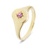 Pink Sapphire Signet Ring 0.08ct in 9k Yellow Gold - All Diamond