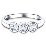 Platinum 0.25ct G/SI Diamond Three Stone Bezel Set Ring - All Diamond