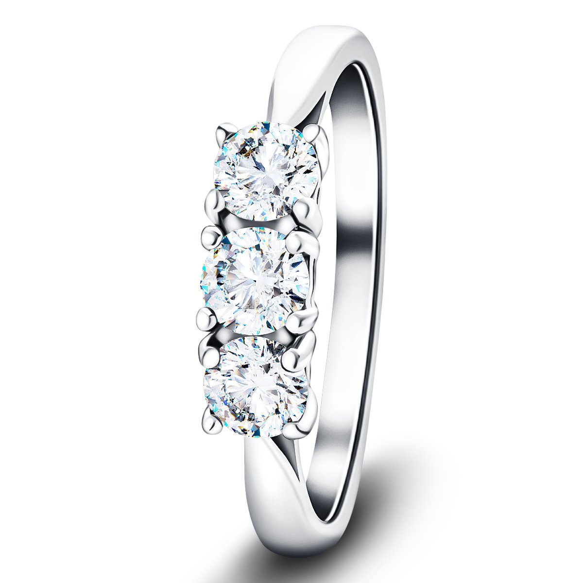 Platinum 0.60ct G/SI Diamond Three Stone Ring - All Diamond