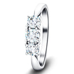 Platinum 0.75ct G/SI Diamond Three Stone Ring - All Diamond