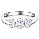 Platinum 1.00ct G/SI Diamond Three Stone Bezel Set Ring - All Diamond