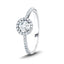 Certified Platinum Halo Engagement Ring with Side Stones 0.90ct in G/SI Quality