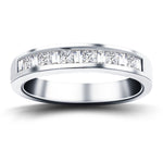 Princess & Baguette Diamond Half Eternity Ring 0.50ct 18k White Gold - All Diamond