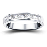 Princess & Baguette Diamond Half Eternity Ring 0.50ct 18k White Gold - All Diamond