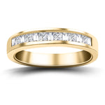 Princess & Baguette Diamond Half Eternity Ring 0.50ct 18k Yellow Gold - All Diamond