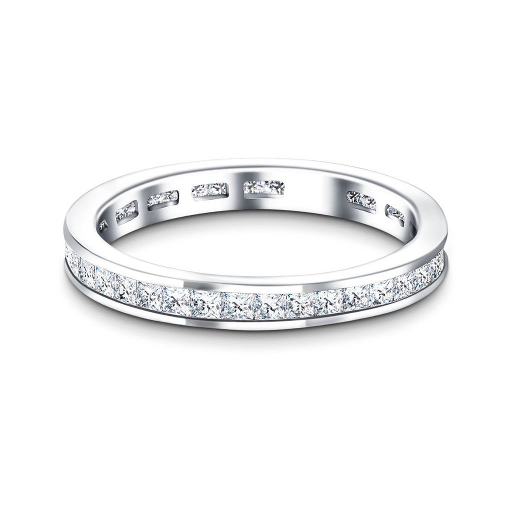 Princess Channel Diamond Full Eternity Ring 1.00ct 18k White Gold - All Diamond