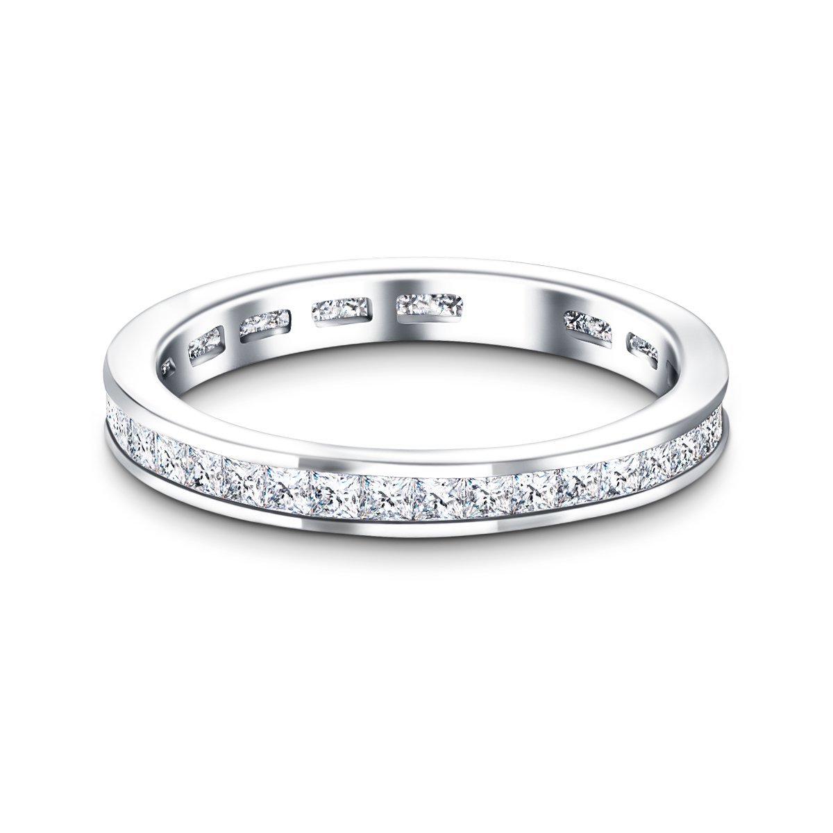 Princess Channel Diamond Full Eternity Ring 1.50ct in Platinum - All Diamond