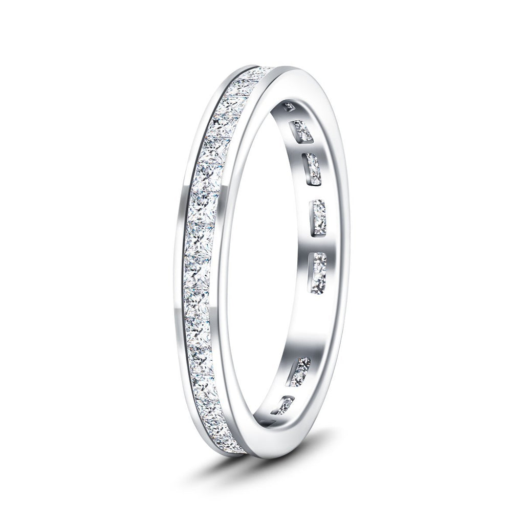 Princess Channel Diamond Full Eternity Ring 2.35ct 18k White Gold - All Diamond