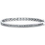 Princess Cut Diamond Bangle 0.90ct G/SI Diamond in 18k White Gold - All Diamond