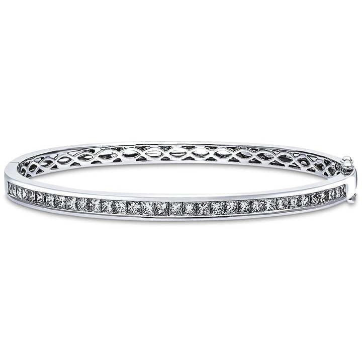 Princess Cut Diamond Bangle 2.65ct G/SI Diamond in 18k White Gold