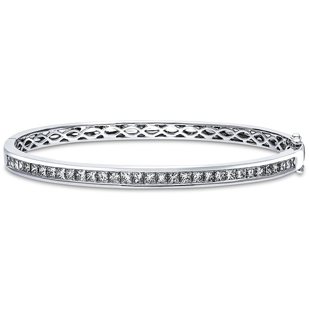 Princess Cut Diamond Bangle 4.00ct G/SI Diamond in 18k White Gold - All Diamond