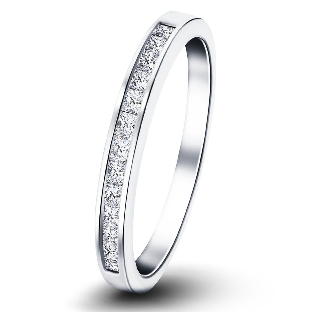 Princess Diamond Half Eternity Ring 0.25ct G/SI in Platinum 2.5mm - All Diamond