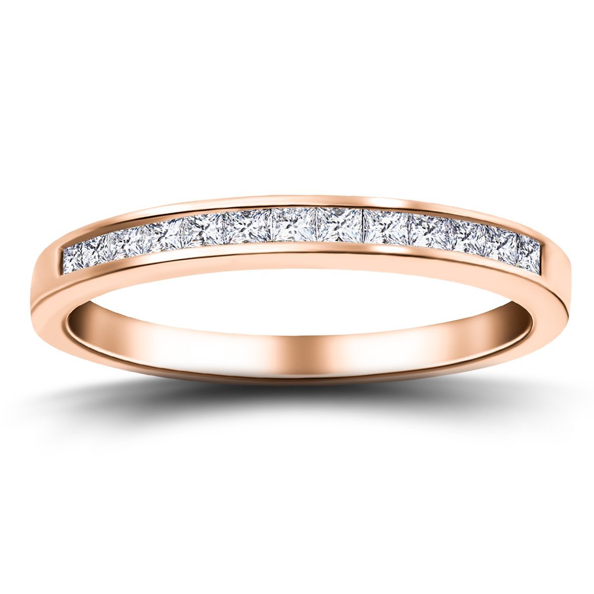 Princess Diamond Half Eternity Ring 0.50ct G/SI 18k Rose Gold 2.8mm - All Diamond