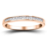 Princess Diamond Half Eternity Ring 0.50ct G/SI 18k Rose Gold 2.8mm - All Diamond