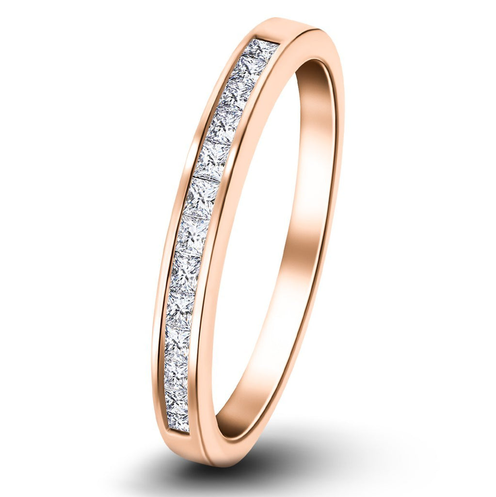 Princess Diamond Half Eternity Ring 0.50ct G/SI 18k Rose Gold 2.8mm - All Diamond