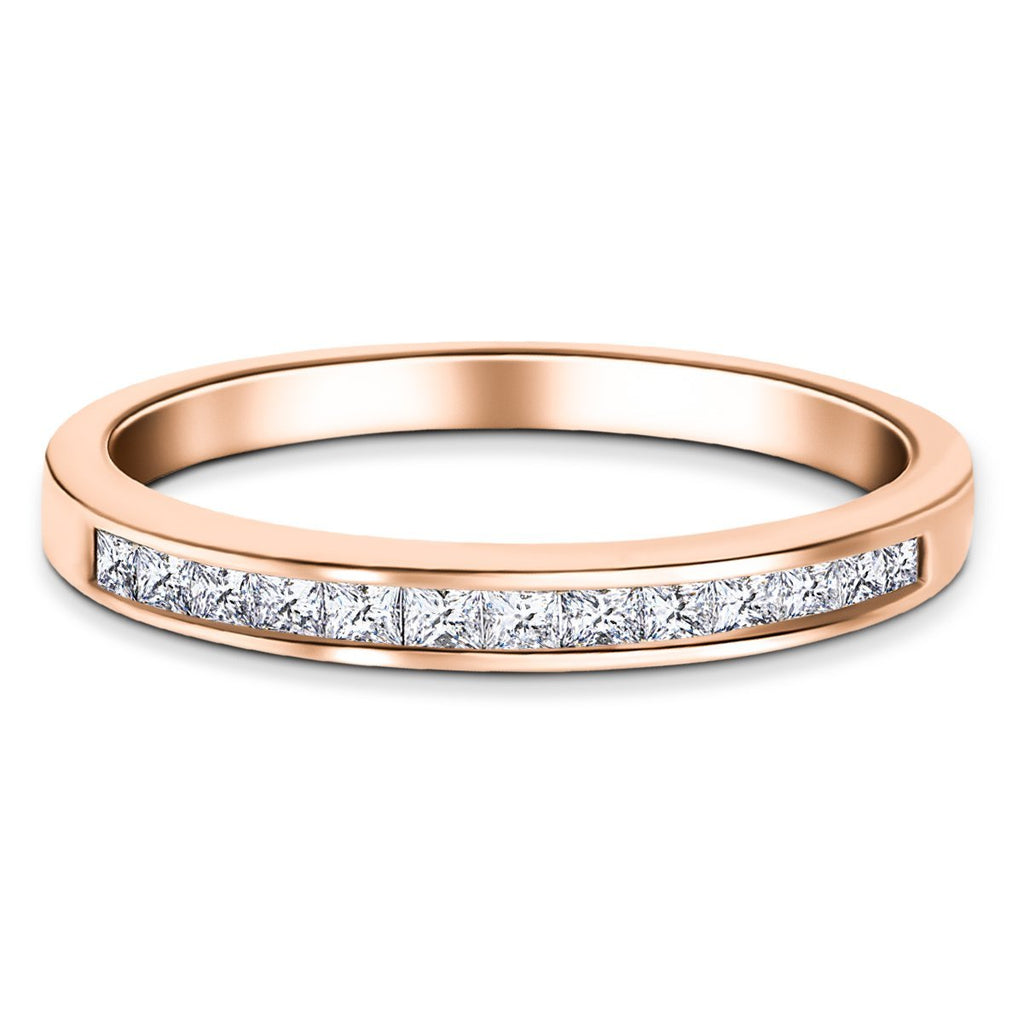 Princess Diamond Half Eternity Ring 0.50ct G/SI 18k Rose Gold 2.8mm - All Diamond