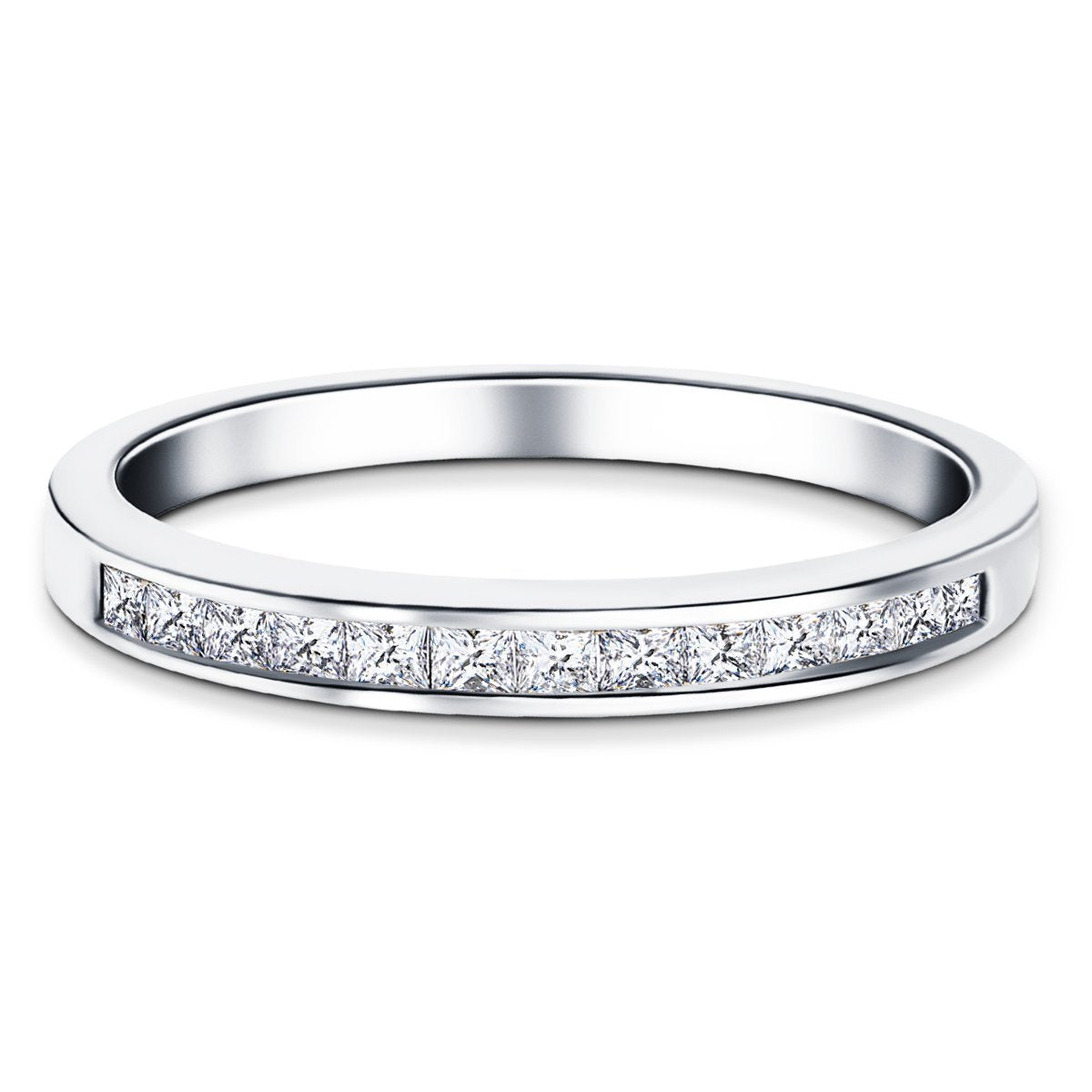 Princess Diamond Half Eternity Ring 0.50ct G/SI 18k White Gold 2.8mm - All Diamond