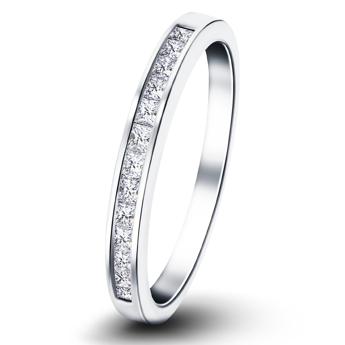 Princess Diamond Half Eternity Ring 0.50ct G/SI 18k White Gold 2.8mm - All Diamond