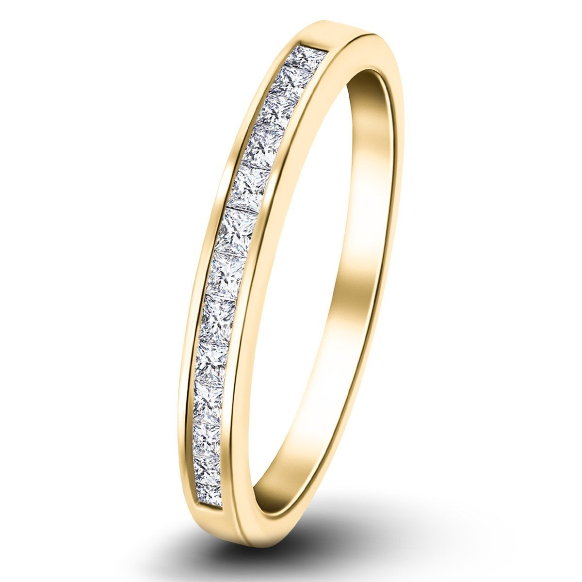 Princess Diamond Half Eternity Ring 0.50ct G/SI 18k Yellow Gold 2.8mm - All Diamond