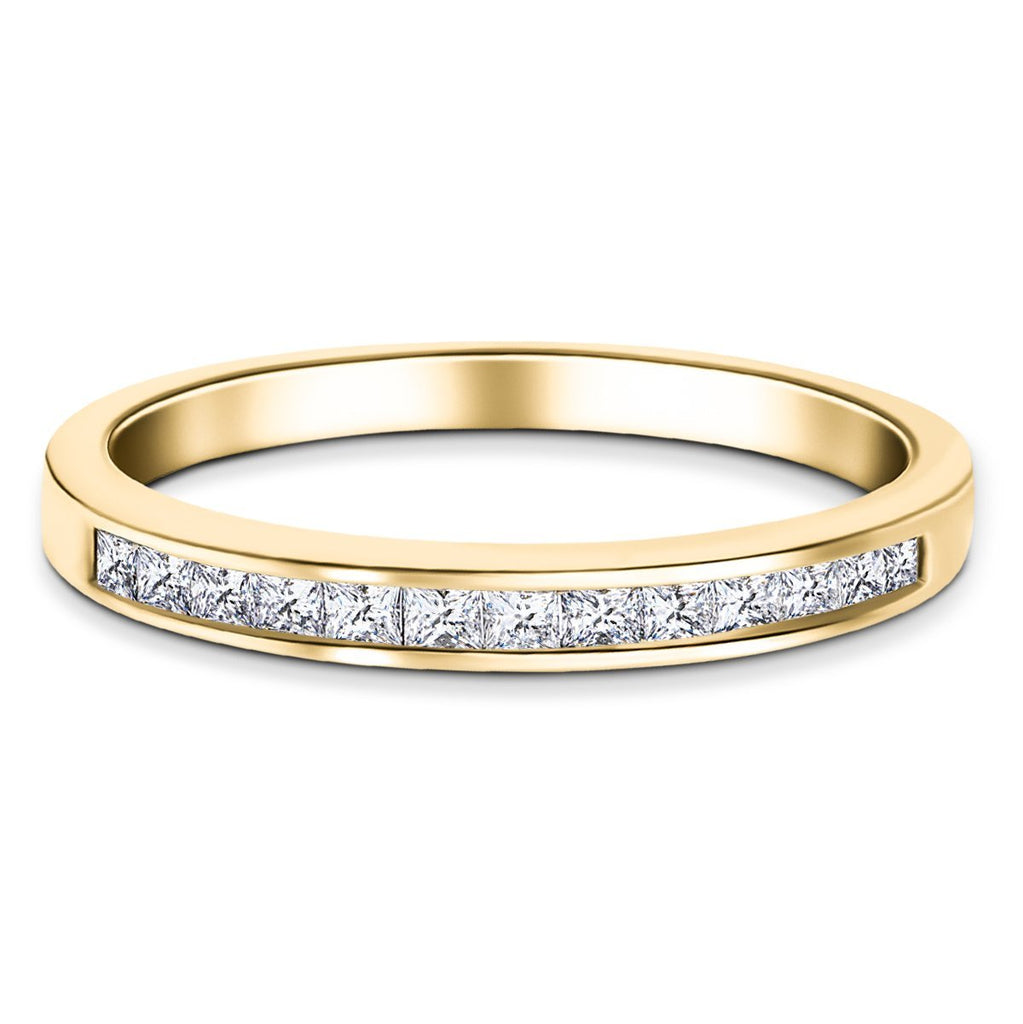Princess Diamond Half Eternity Ring 0.75ct G/SI 18k Yellow Gold 3.5mm - All Diamond