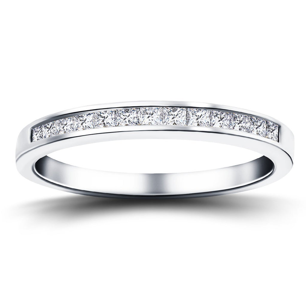 Princess Diamond Half Eternity Ring 0.75ct G/SI in Platinum 3.5mm - All Diamond