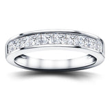 Princess Diamond Half Eternity Ring 1.00ct G/SI 18k White Gold 3.6mm - All Diamond