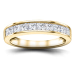 Princess Diamond Half Eternity Ring 1.00ct G/SI 18k Yellow Gold 3.6mm - All Diamond