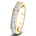 Princess Diamond Half Eternity Ring 1.00ct G/SI 18k Yellow Gold 3.6mm - All Diamond