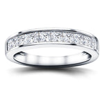 Princess Diamond Half Eternity Ring 1.00ct G/SI in Platinum 3.6mm - All Diamond