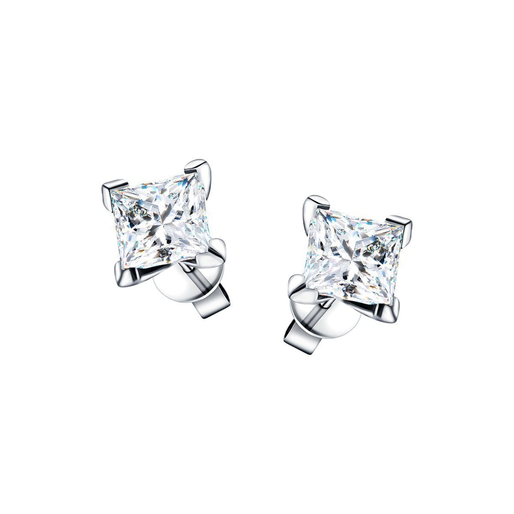 Princess Diamond Stud Earrings 2.00ct G/SI Quality in 18k White Gold - All Diamond
