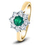 Round 0.25ct Emerald 0.25ct Diamond Cluster Ring 18k Yellow Gold - All Diamond