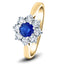 Round 0.60ct Blue Sapphire 0.60ct Diamond Cluster Ring 18k Yellow Gold