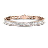 Round & Baguette Diamond Bracelet 6.00ct G/SI in 18k Rose Gold - All Diamond