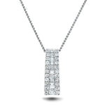 Round & Baguette Diamond Drop Pendant 0.75ct G/SI 18k White Gold - All Diamond