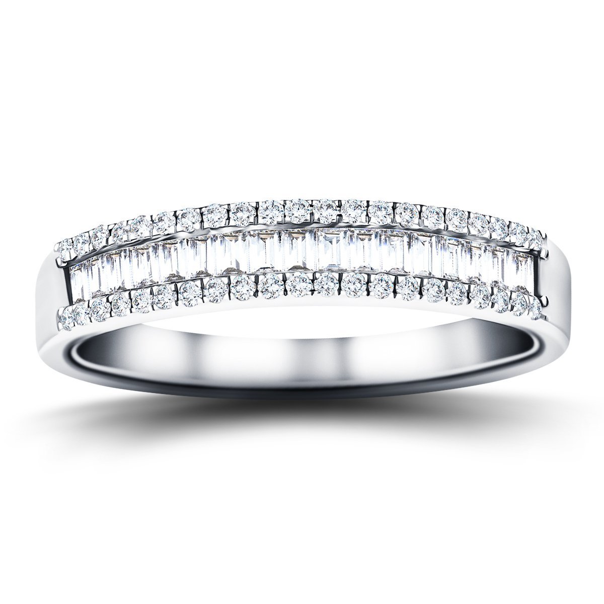 Round & Baguette Diamond Half Eternity Ring 0.33ct G/SI Platinum - All Diamond